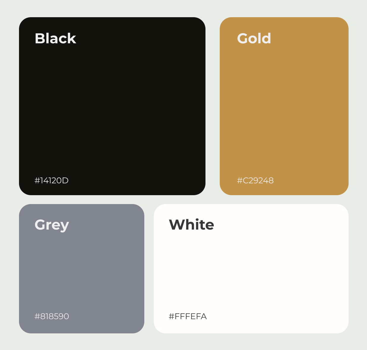 Graphic depicting a color palette of Stone Brown, Dark Navy, Beige, and Cream White along with corresponding hex color codes.